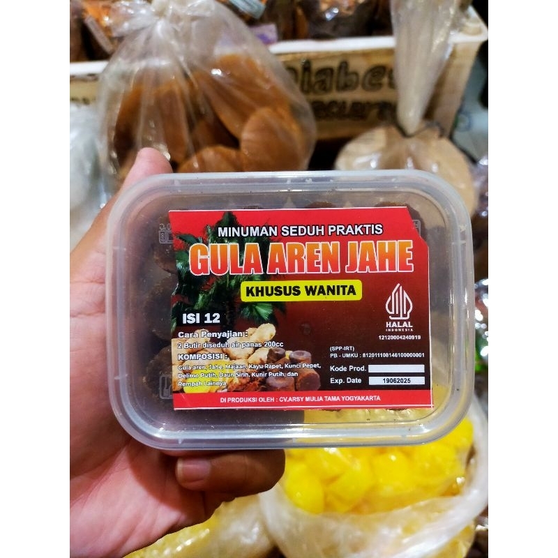 

wedang aren - wedang jahe - minuman seduh praktis - khusus untuk wanita - melancarkan haid - kesehatan reproduksi wanita - oleh-oleh Jogja