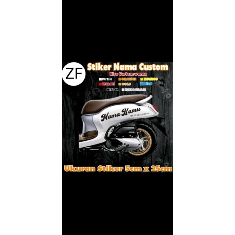 

sticker nama custom ukuran 25 x 5 cm bahan skotlet anti air