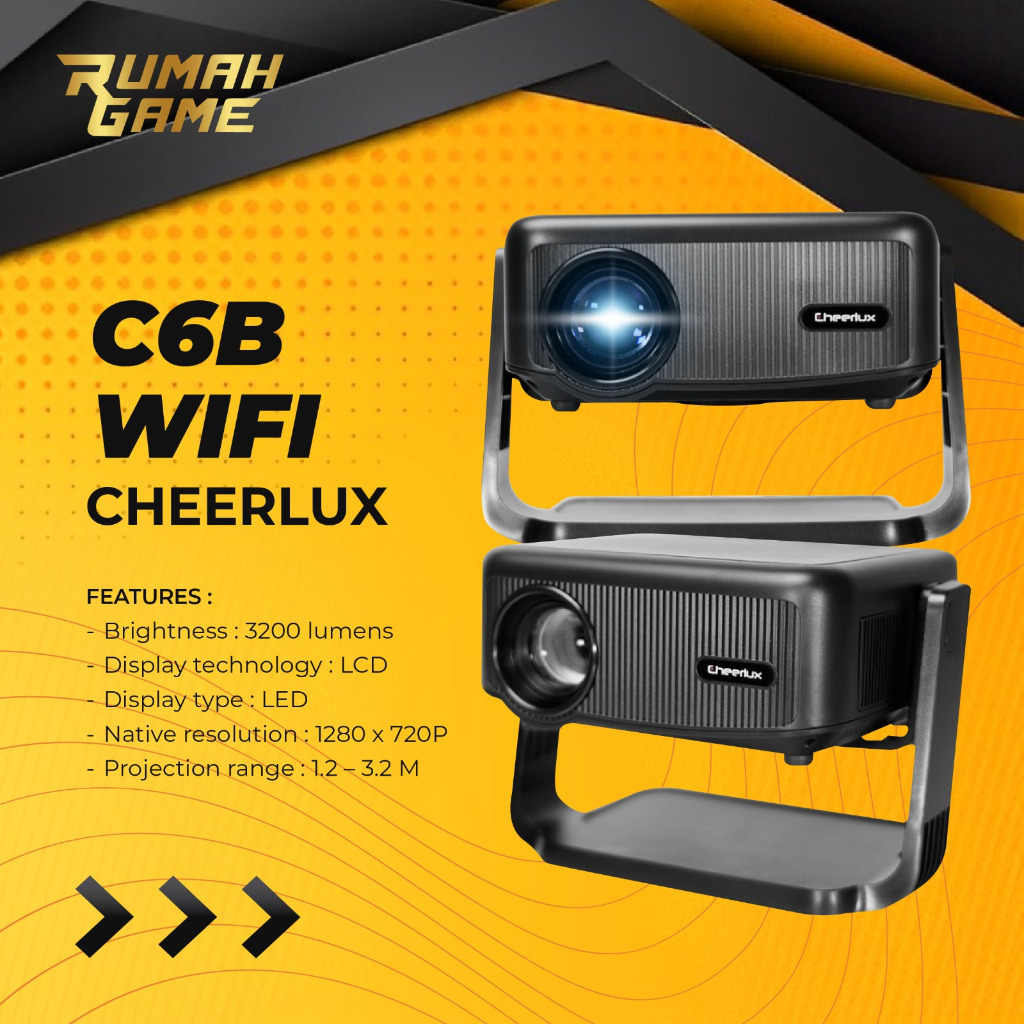 Cheerlux C6B Wifi Mini Proyektor 1500 Lumens Bluetooth Led Projector Mini Wireless Portable