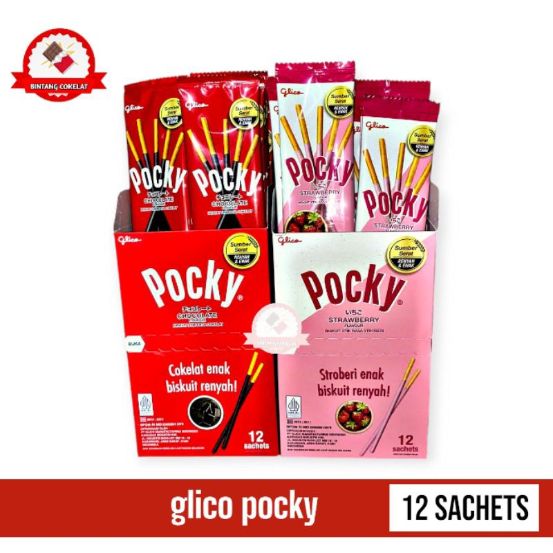 

pocky 1 kotak isi 12 sachet biskuit bersalut cokelat coklat