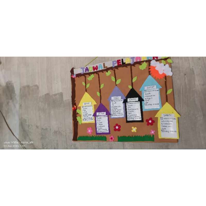 

jadwal pelajaran kelas dari kain flanel