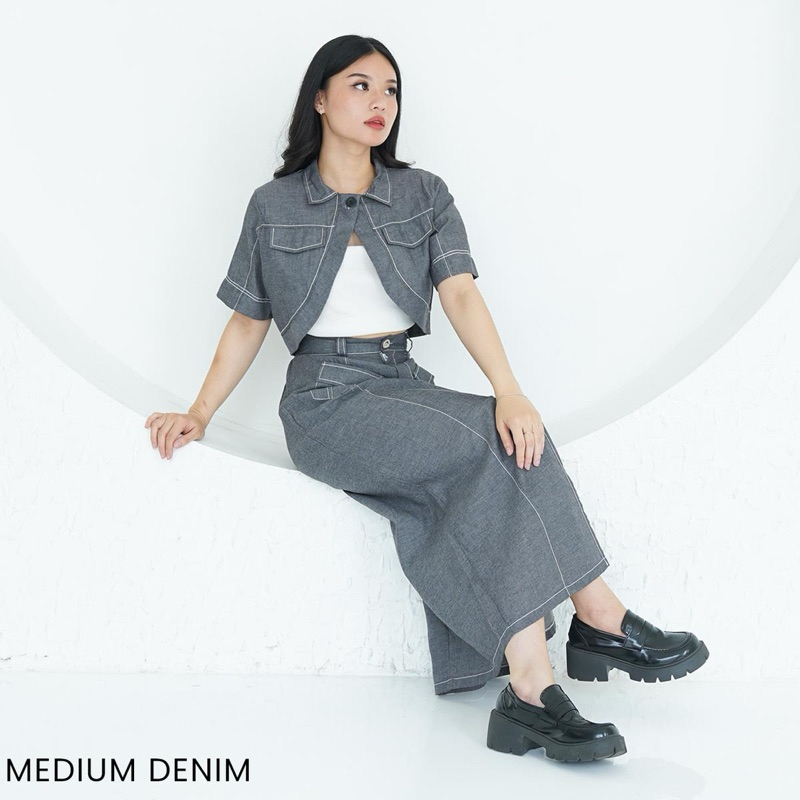 bolera lengan pendek denim loklok syala