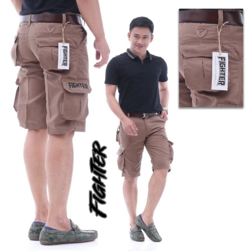 Celana Cargo Pendek Fighter /Celana Pria Cargo /Celana Cargo Pria Pendek Merek Fighter Original100%