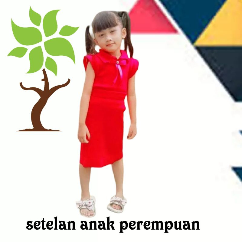 Baju setelan anak perempuan bahan rajutan