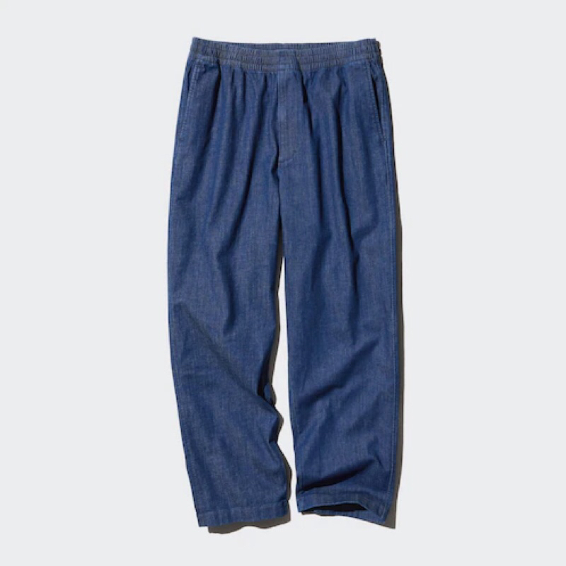UNIQLO Men Relax Pants Celana Panjang Denim Pria Katun Ankle Rileks