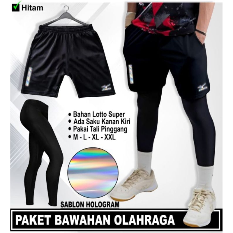 Set olahraga celana lotto + legging import premium tebal paket hemat olahraga volleyball pria wanita