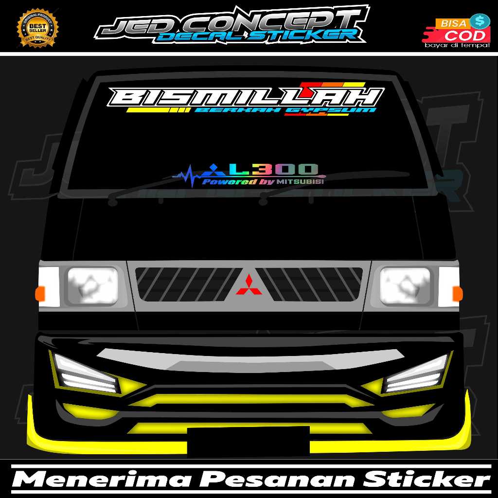 stiker kaca bismillah printing dan stiker cutting hologram l300