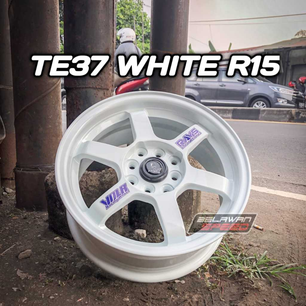 Velg JDM Ring 15 TE37 VOLK RAYS WHITE Untuk Brio Agya Ayla Calya Sigra Yaris Sirion Kia Rio R15