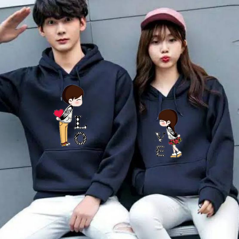 Isi 2 pcs - Sweater Surprise Love  - Sweater hoodie couple- Sweater Pasangan - Jaket couple - Sweate