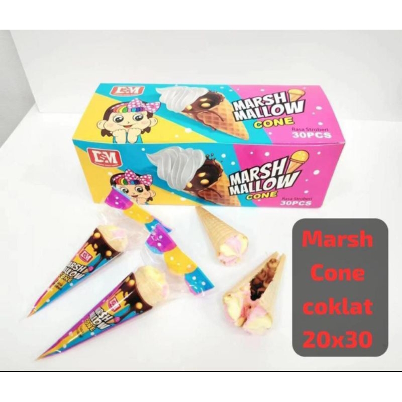 

DSM PERMEN MARSHMALLOW CONE COKLAT ISI 30