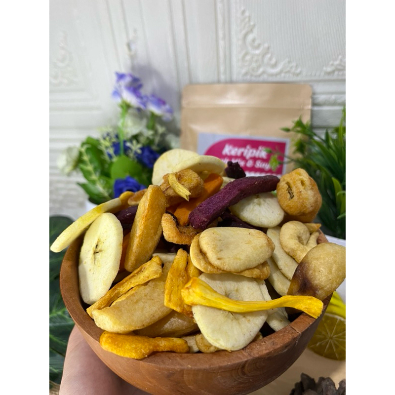 

keripik sayur mix keripik sayur mix dan buah kmsan 50grm