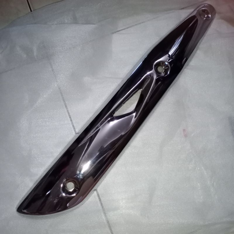 Tameng cover tutup knalpot Honda Supra x 125 old crome kw Kualitas ok