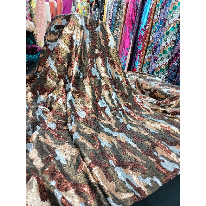 BAHAN/KAIN SEQUIN MOTIF LORENG/KAIN FULL SEQUIN