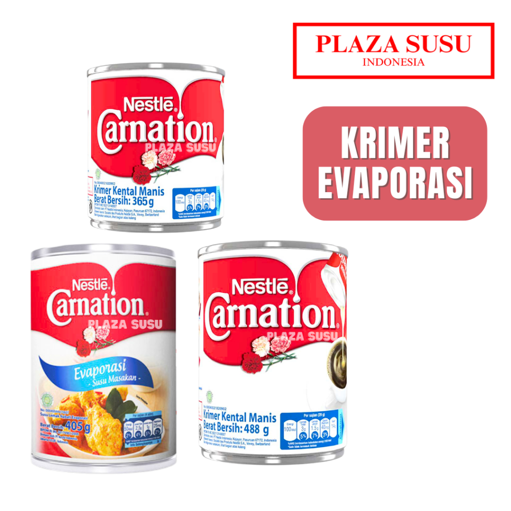 

SUSU KENTAL MANIS TUBE NESTLE CARNATION EVAPORASI MILK SUSU EVAPORATION KRIMER KALENG