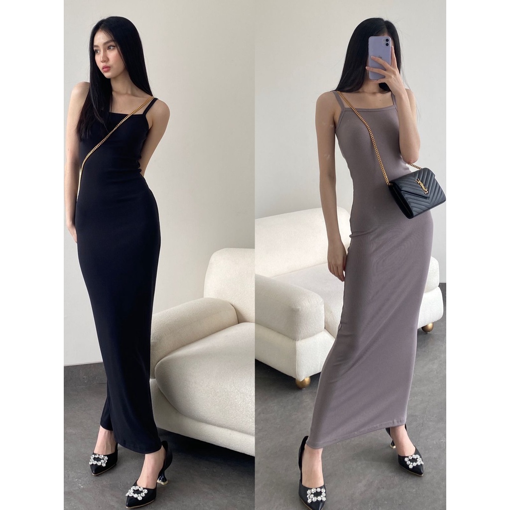 (DRES VIRAL) MAXI LONG DRESS PARTY KOREAN STYLE BODYCON / TANKTOP MAXI DRES BODY FIT PREMIUM QUALITY