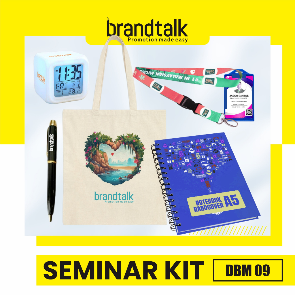 

Pulpen Besi Grafir, Notebook Hard Cover A5, Totebag Canvas Custom, Paket Lanyard, Jam Meja Digital - Paket Seminar Kit Custom - DBM 9