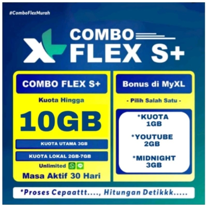 Paket Data XL xtra combo flex s+ 3Gb hingga 10Gb 30hari