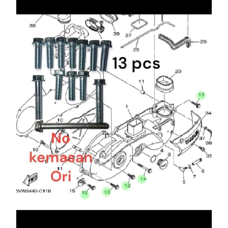 baut blok cvt Nouvo lele / Nouvo Z lengkap