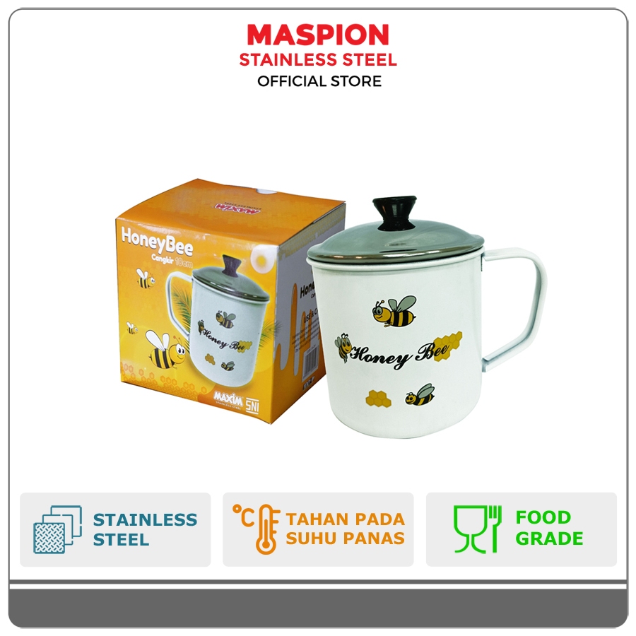 Maspion Gelas Mug Stainless Steel Cangkir RRT Honey Bee 10 cm