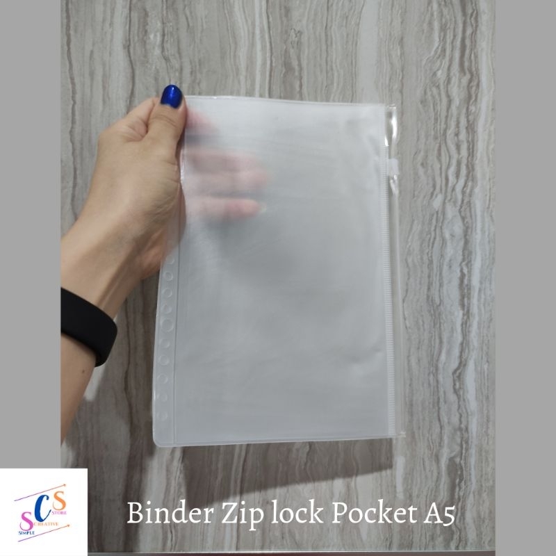 

ZIPPER BINDER ZIPLOCK A5 20 RING/ POCKET BINDER A5