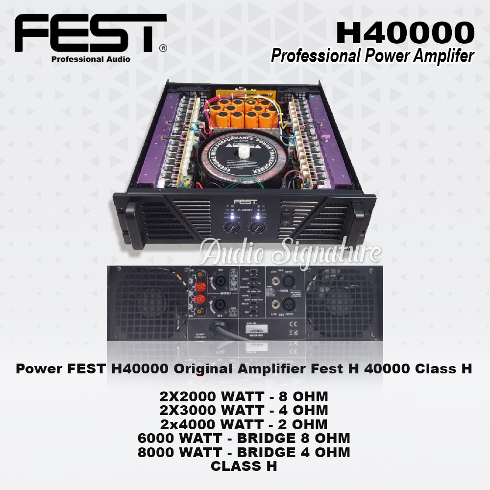 Power Amplifier 2 Channel FEST H40000 | H 40000 Class H 2x2000 Watt Original