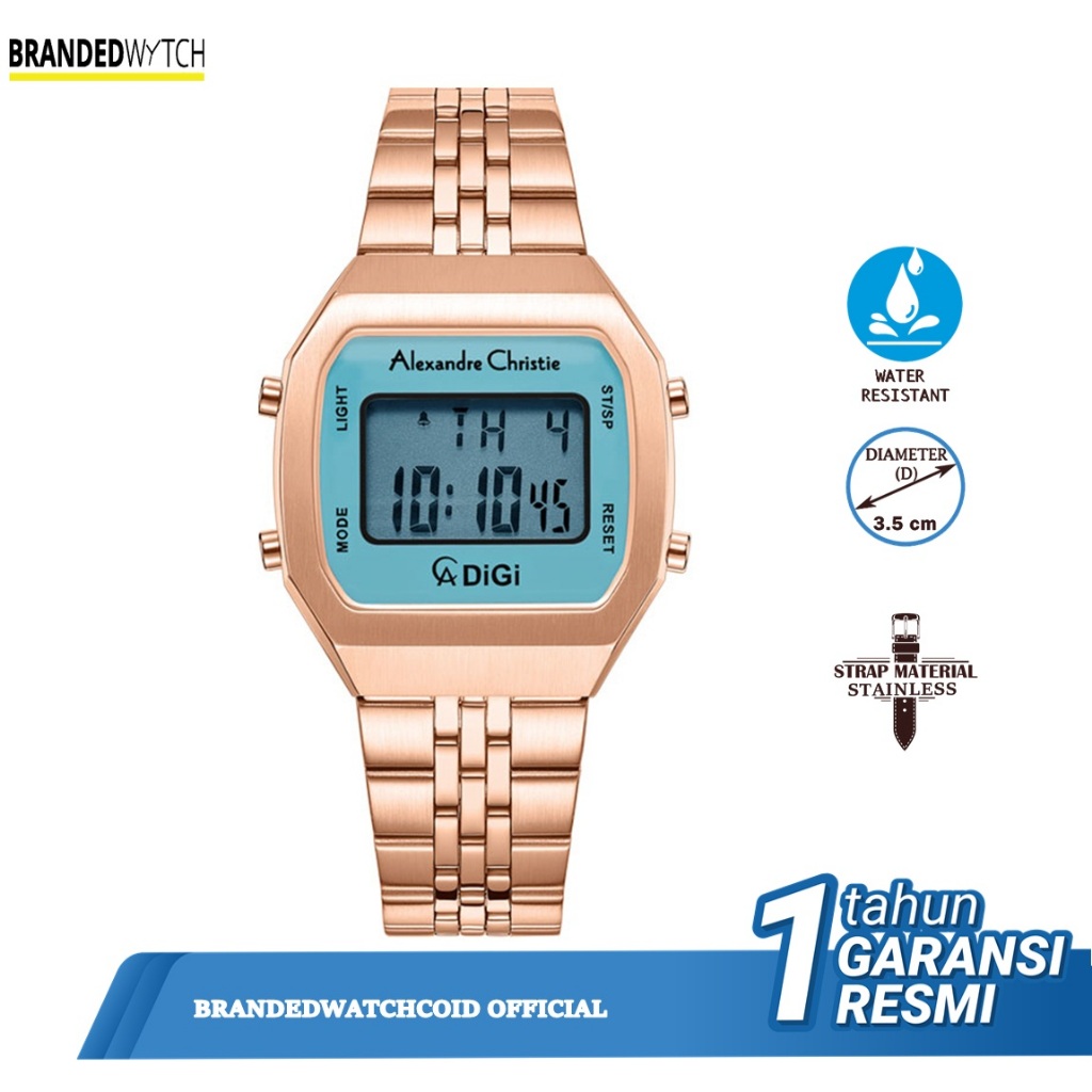 Jam Tangan Digital Wanita Alexander Christie AC 9403 Rantai Anti Air Original 100% Terbaru Branded K