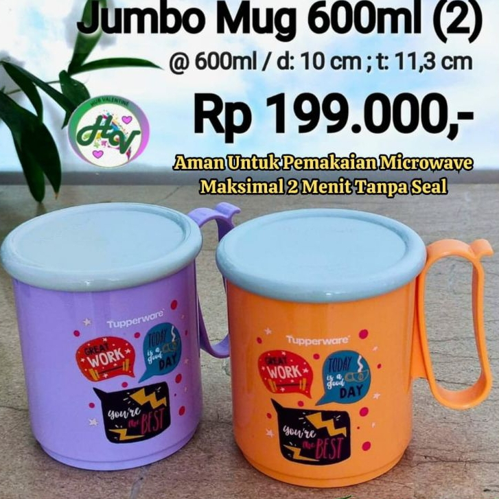 jumbo mug 600ml PROMO tutup jumbo mug ORI seal jumbo mug Tupperware