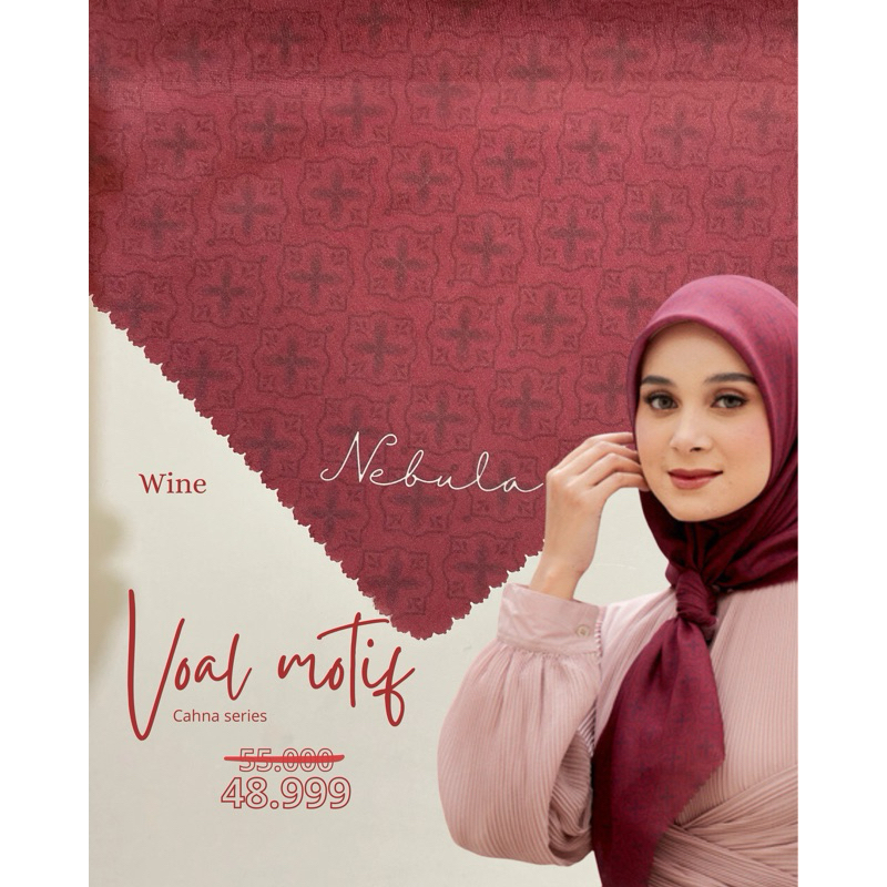 Hijab motif voal warna maroon (wine) / Segi empat motif voal /hinab voal motif/hijab laser cut/ hija