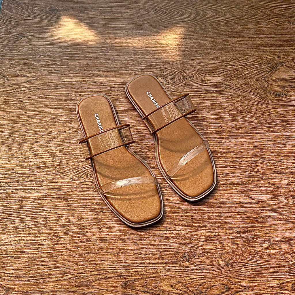 CHARISE LEXY Sendal Wanita Korea Kekinian Sandal Flat Wanita Sendal Wanita Elegan Nyaman dipakai