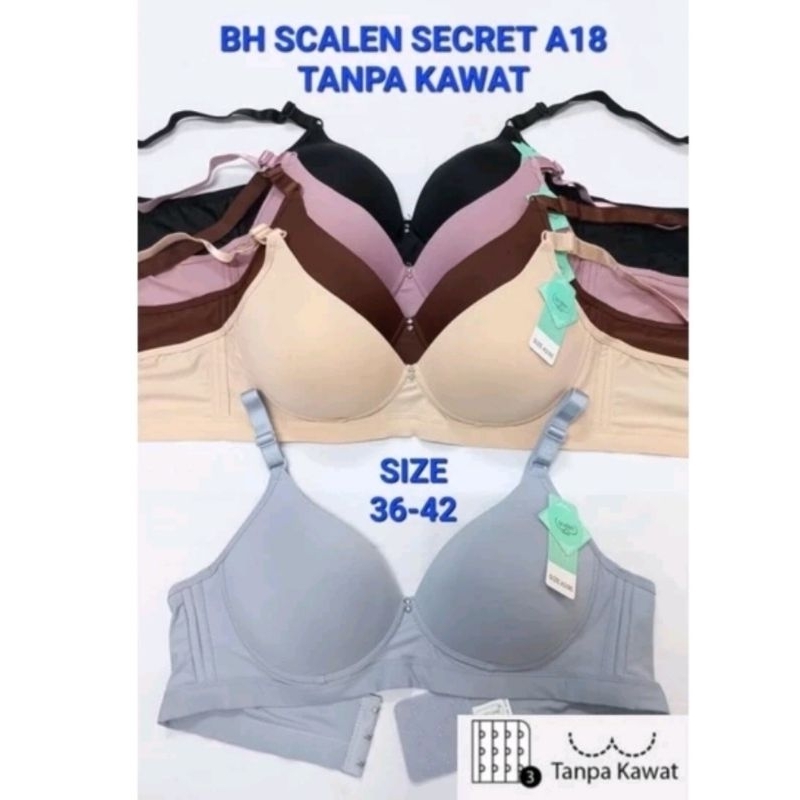 [R²] Bh/ Bra scalen Secret A18 Cup Besar/ Cup B Full /Cup Busa Tipis 36-42