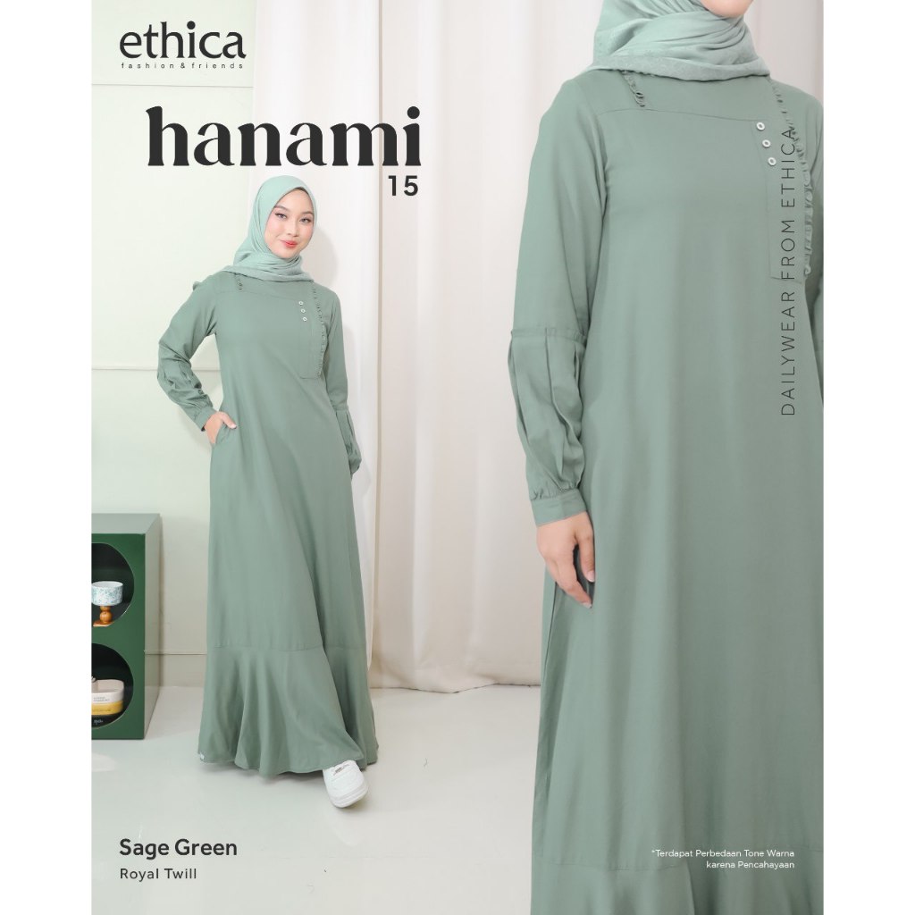 HANAMI 15 GREEN, GAMIS POLOS SIMPLE MODEL REMAJA KEKINIAN (ETHICA MATARAM)