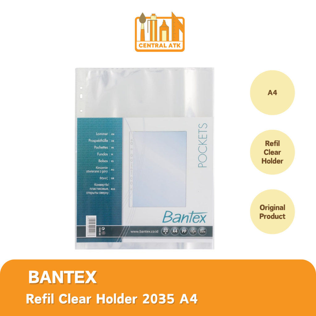 

REFILL POCKET CLEAR HOLDER BANTEX A4 2035 PLASTIK JERUK (ISI 20PCS)