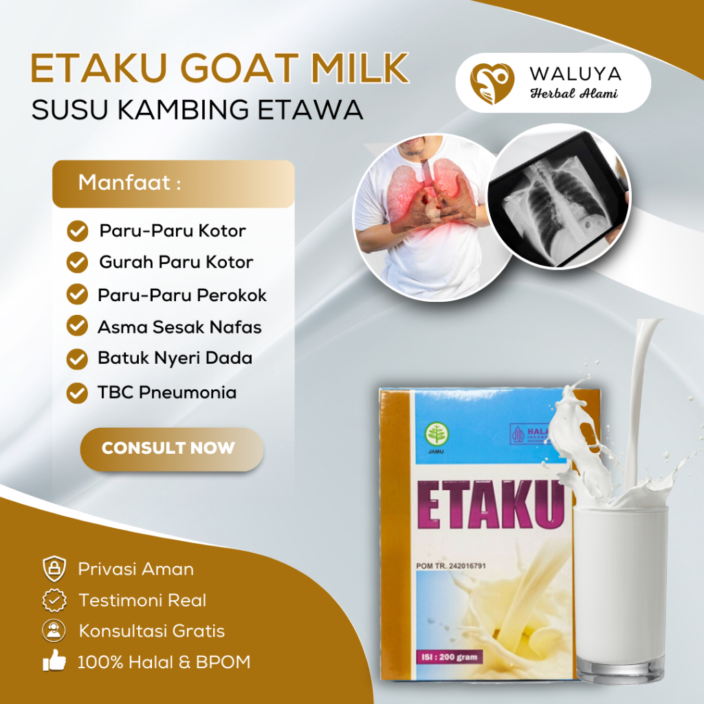 

Susu Pembersih Paru Paru TBC Batuk Sesak Nafas Asma Nyeri Dada Tuberculosis Bronkitis - Etaku Goat Milk Kambing Etawa Original