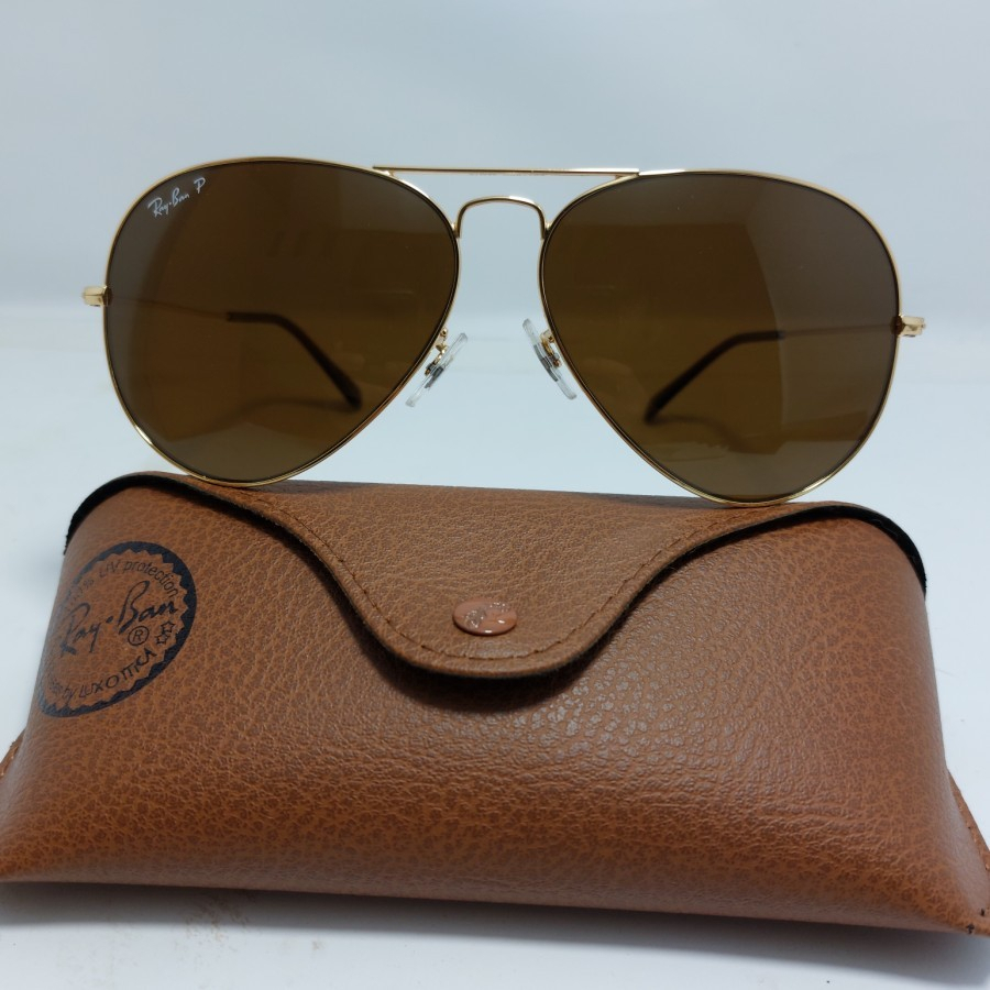 Kacamata Rayban Aviator Gold Brown 3026 Original