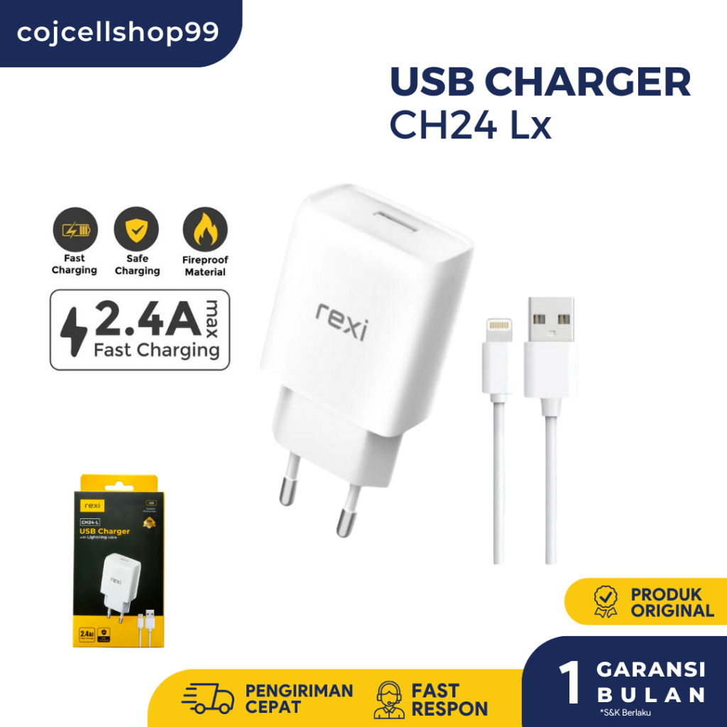 Charger REXI CH24-L Lighting , Travel Charger REXI 2.4A