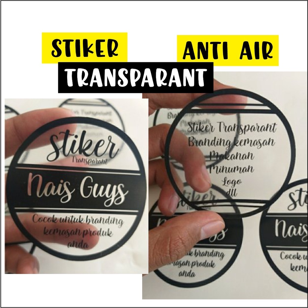 

Terlaris Cetak Stiker Vinyl Transparan Label Sticker Bening Anti Air Kemasan Nama Logo Olshop Makanan Minuman Stiker