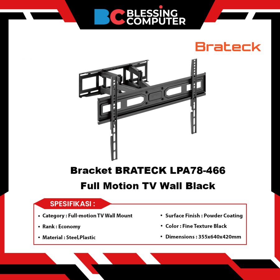 Bracket BRATECK LPA78-466 Full Motion TV Wall Black For LED TV Flat 37 - 80 Inchi