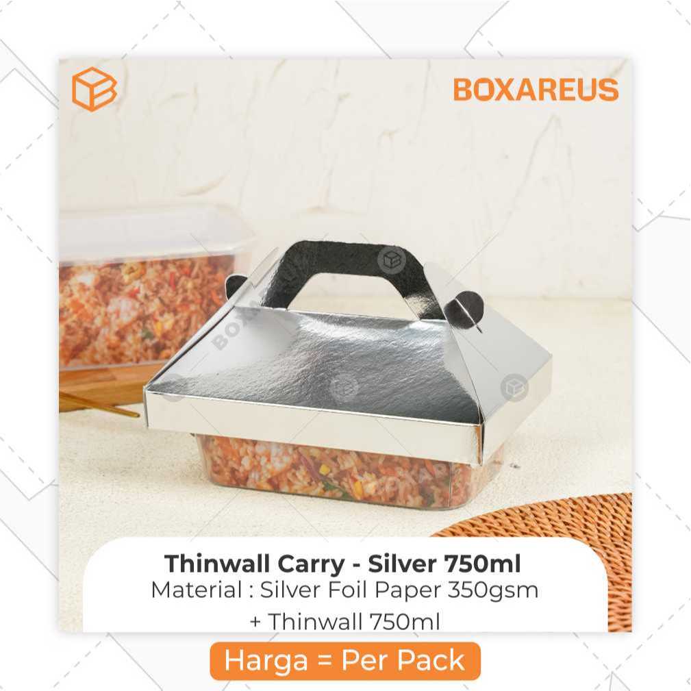 Thinwall Rectangle Kotak Makanan Box Take Away 750ml | FP Thinwall Carry - Silver 750ml