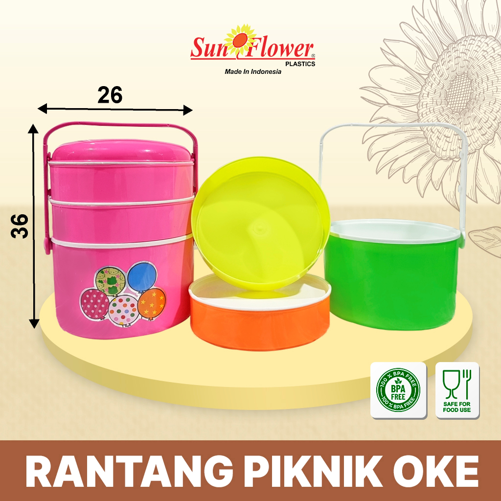 RANTANG PIKNIK Oke Sun Flower/Rantang Susun / Rantang Besar