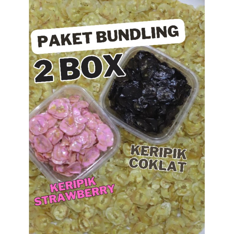 

PAKET BUNDLING 2 BOX | KERIPIK PISANG COKLAT DAN STRAWBERRY | 220 GRAM