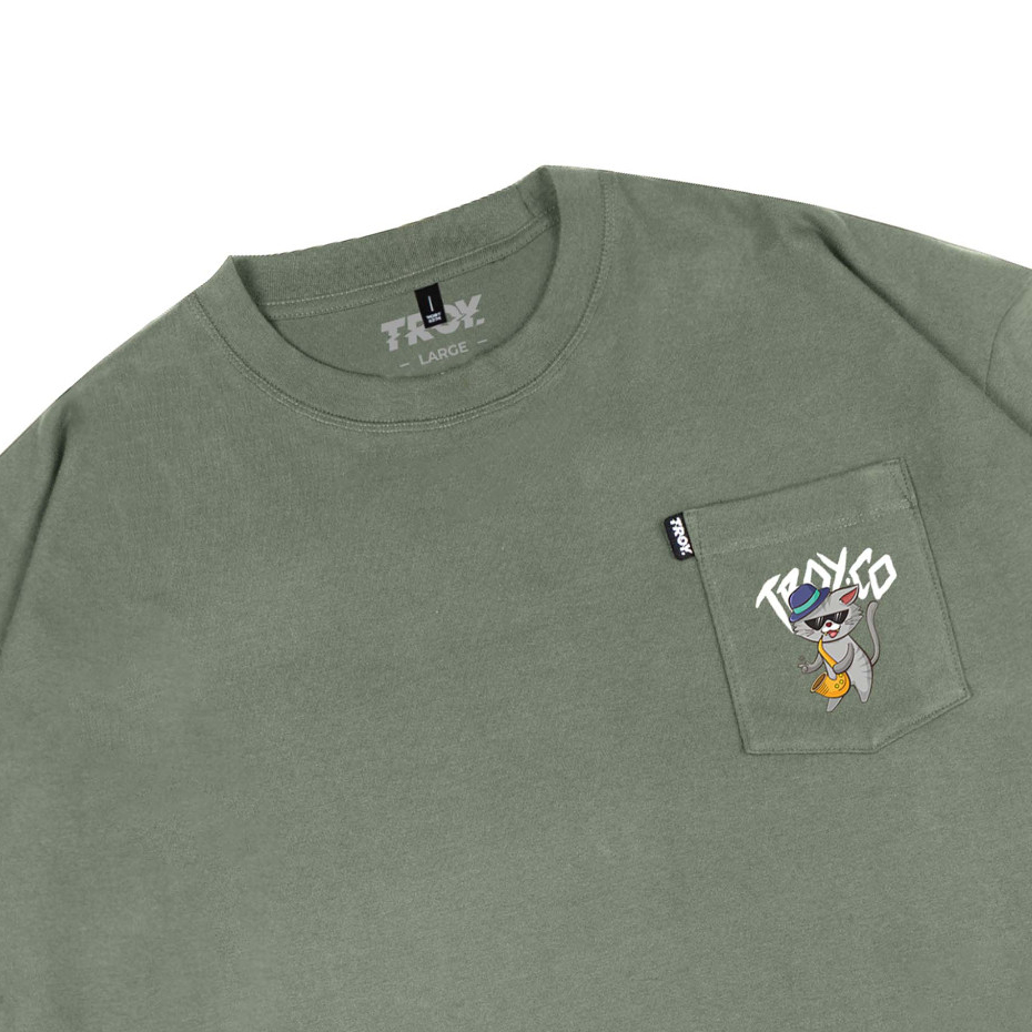 Troy Company T-shirt Boxy Pocket Oversize Sage Green Cornetist - Kaos Pocket Boxy Oversize Hijau Sage BK 2592