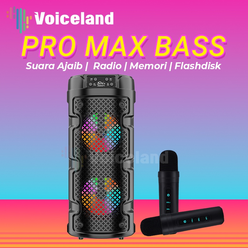 PRO MAX BASSSpeaker Bluetooth Karaoke Besar Super Bass 2 Mic 8 Inch Polytron Protable Wireless Salon