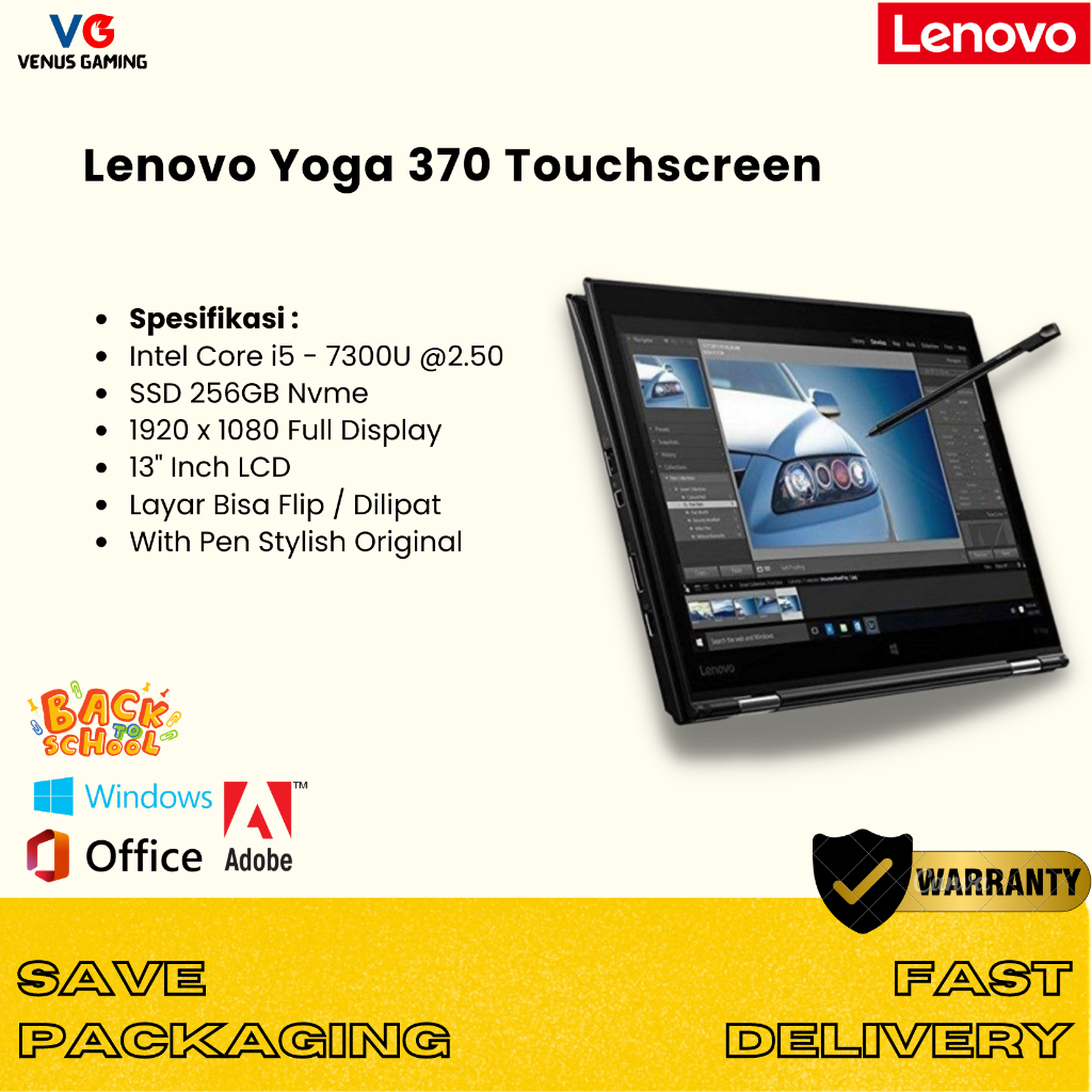 Laptop Mulus Lenovo Yoga 370 Flip / Touchscreen / Pen Stylish Original