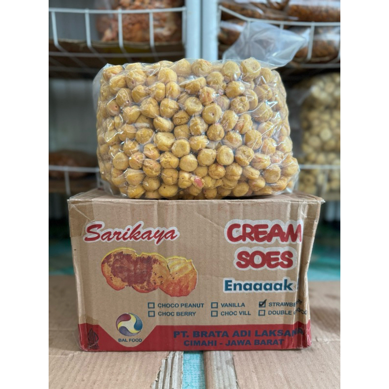 

Cream Soes Mini SARIKAYA 250GRAM | Soes Mini Coklat - Double Choco - Starwberry