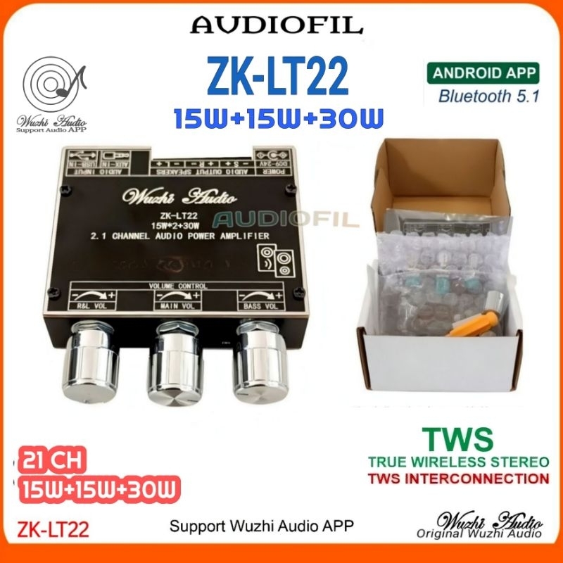 ZK-LT22 Amplifier Class D Hifi 2.1 CH Bluetooth 5.1 Original Wuzhi Audio