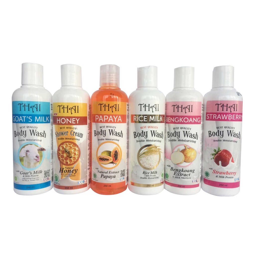 THAI Body Wash Shower Cream 250ml | Goats Milk Honey Bengkoang Sabun Mandi Cair
