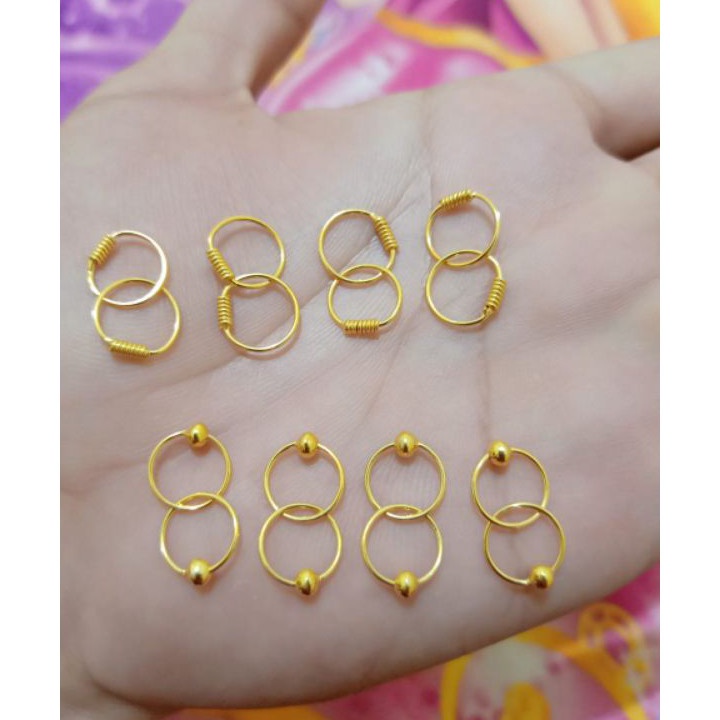 ANTING BAYI BULAT PERAK 925 LAPIS MAS 24K