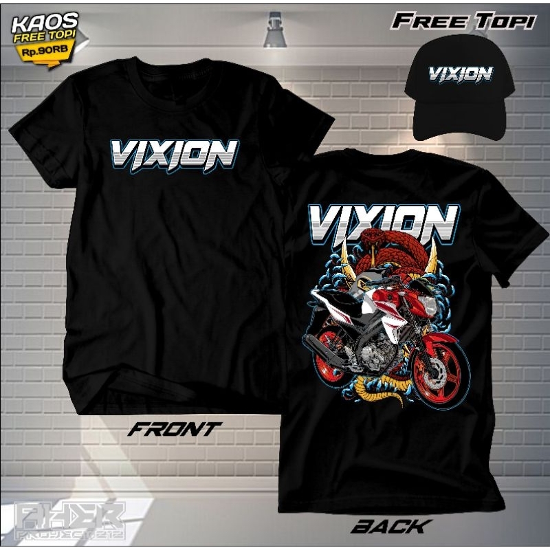 KAOS DESAIN MOTOR VIXION FREE TOPI||KAOS VIXION||KAOS MOTOR||KUALITAS PREMIUM