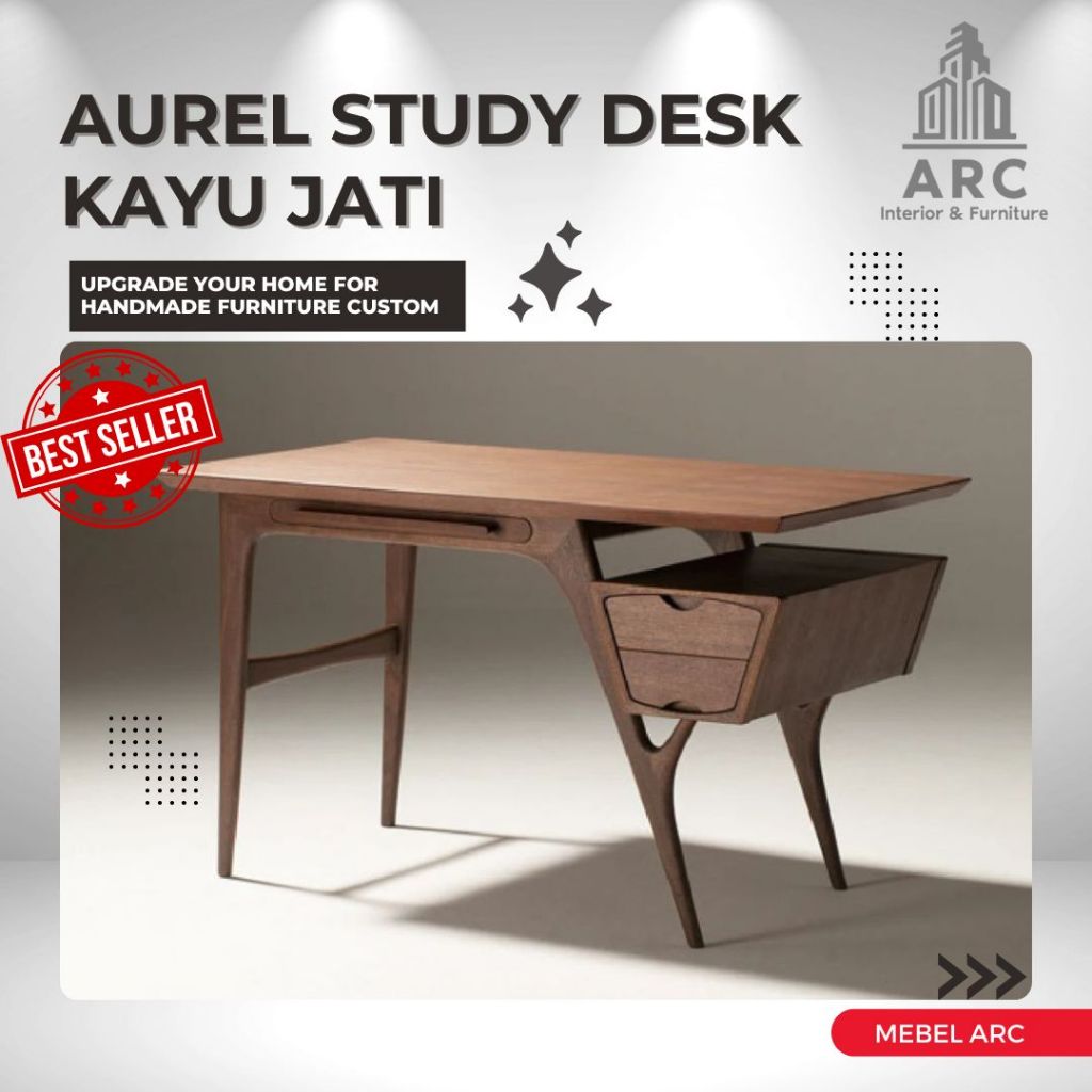 Meja Belajar Kayu Jati Minimalis / Meja Kantor Kayu Jati