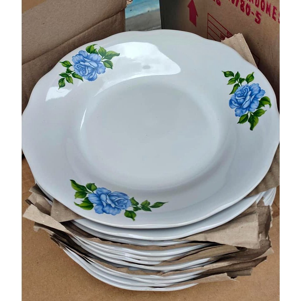 Piring Keramik List Emas Set Isi 12 pcs/Piring Makan/Piring Saji/Piring BATAM